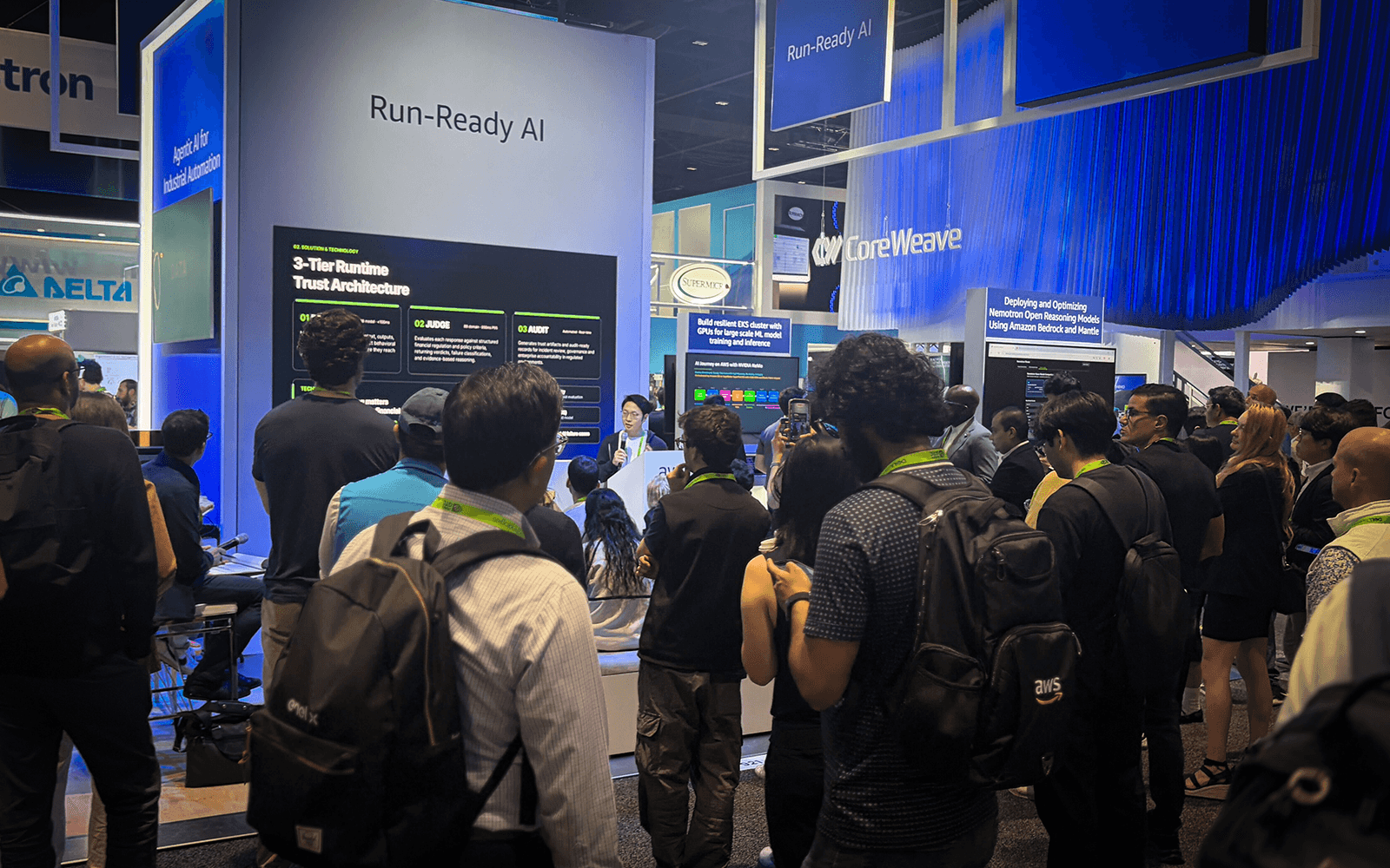 Tynapse AI Lead Choi Myungsub presenting at the AWS booth, NVIDIA GTC 2026